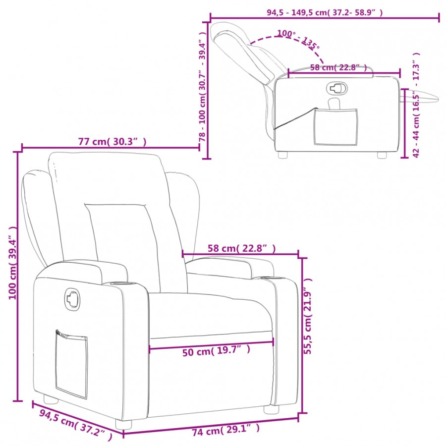 Fauteuil inclinable Noir Similicuir Fauteuil inclinable Noir Similicuir