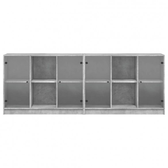 Bibliothèque avec portes gris béton 204x37x75 cm