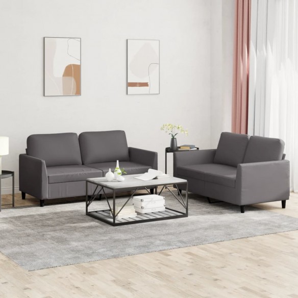 Ensemble de canapés 2 pcs avec coussins Gris Similicuir