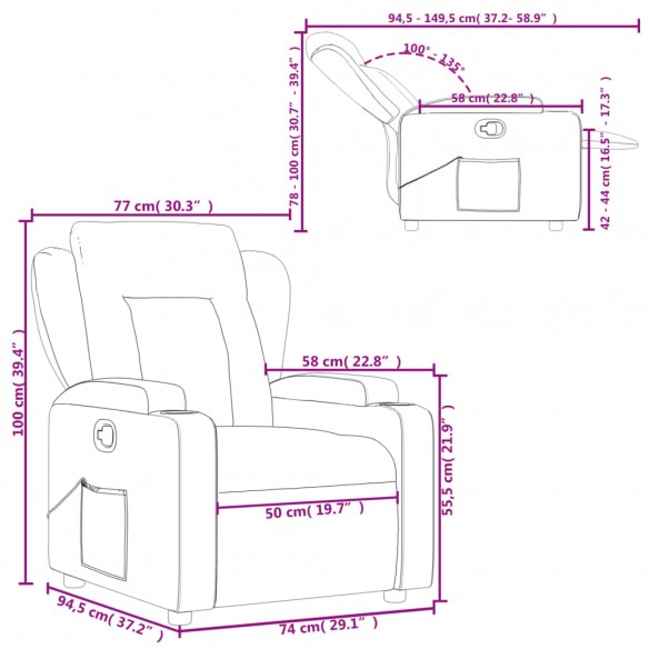 Fauteuil inclinable Crème Tissu