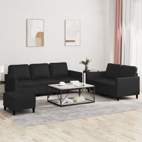 Ensemble de canapés 3 pcs avec coussins Noir Similicuir