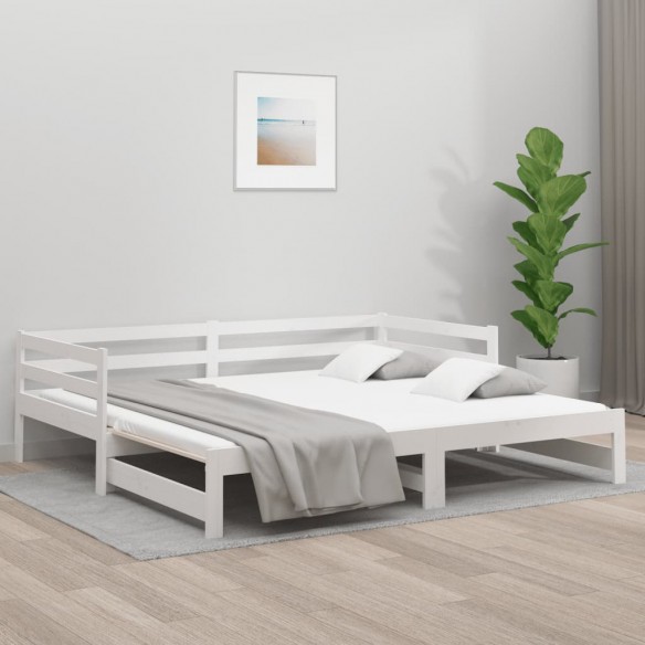 Lit de jour avec lit gigogne blanc 90x190 cm bois de pin massif