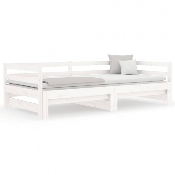 Lit de jour avec lit gigogne blanc 90x190 cm bois de pin massif