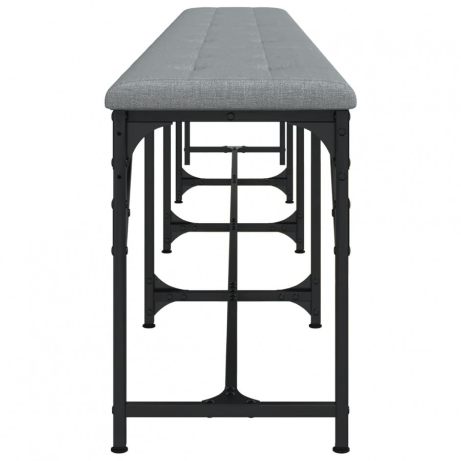Banc à manger gris clair 248x32x45 cm acier et tissu