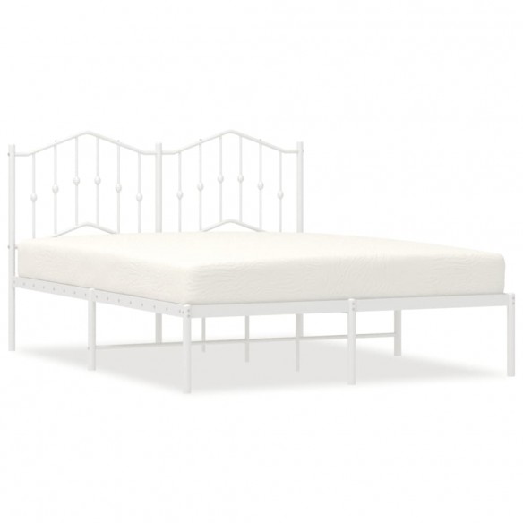 Cadre de lit métal avec tête de lit blanc 150x200 cm