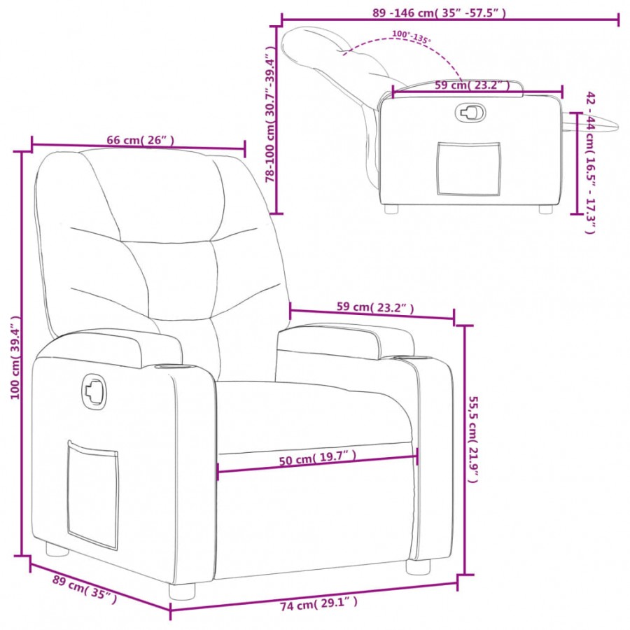 Fauteuil inclinable Noir Similicuir Fauteuil inclinable Noir Similicuir
