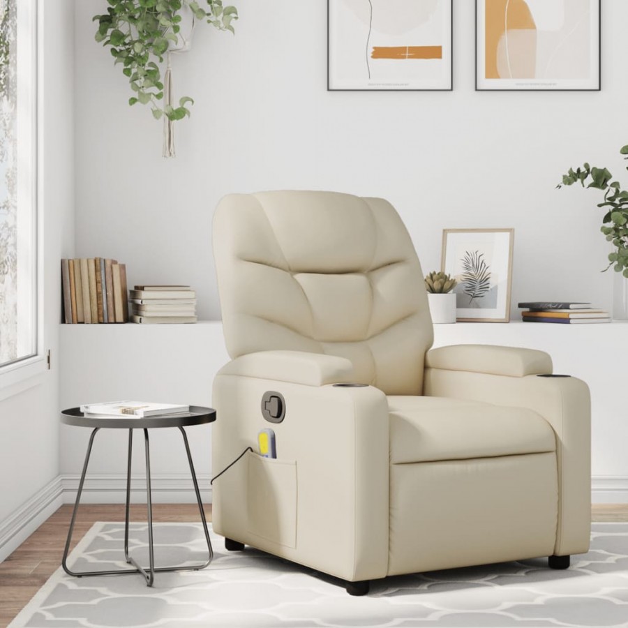 Fauteuil inclinable de massage Crème Similicuir