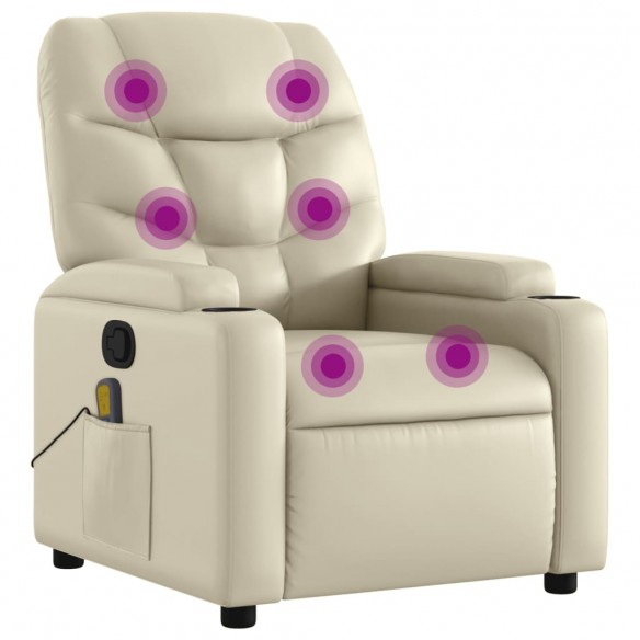 Fauteuil inclinable de massage Crème Similicuir