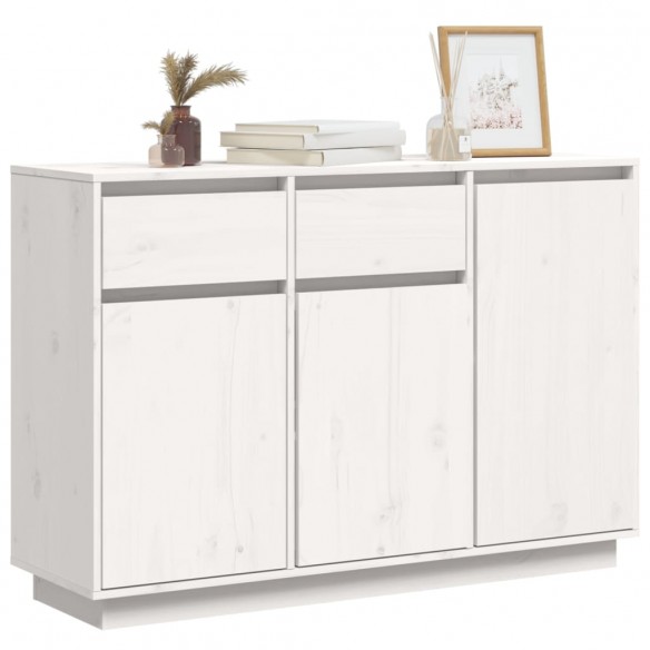 Buffet blanc 110x34x75 cm bois massif de pin