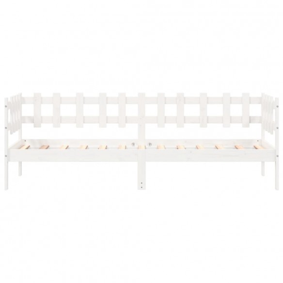 Lit de jour Blanc 90x200 cm Bois de pin massif