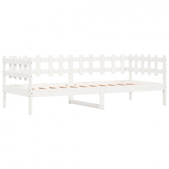 Lit de jour Blanc 90x200 cm Bois de pin massif