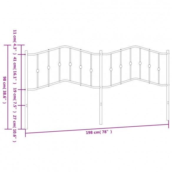 Tête de lit métal blanc 193 cm