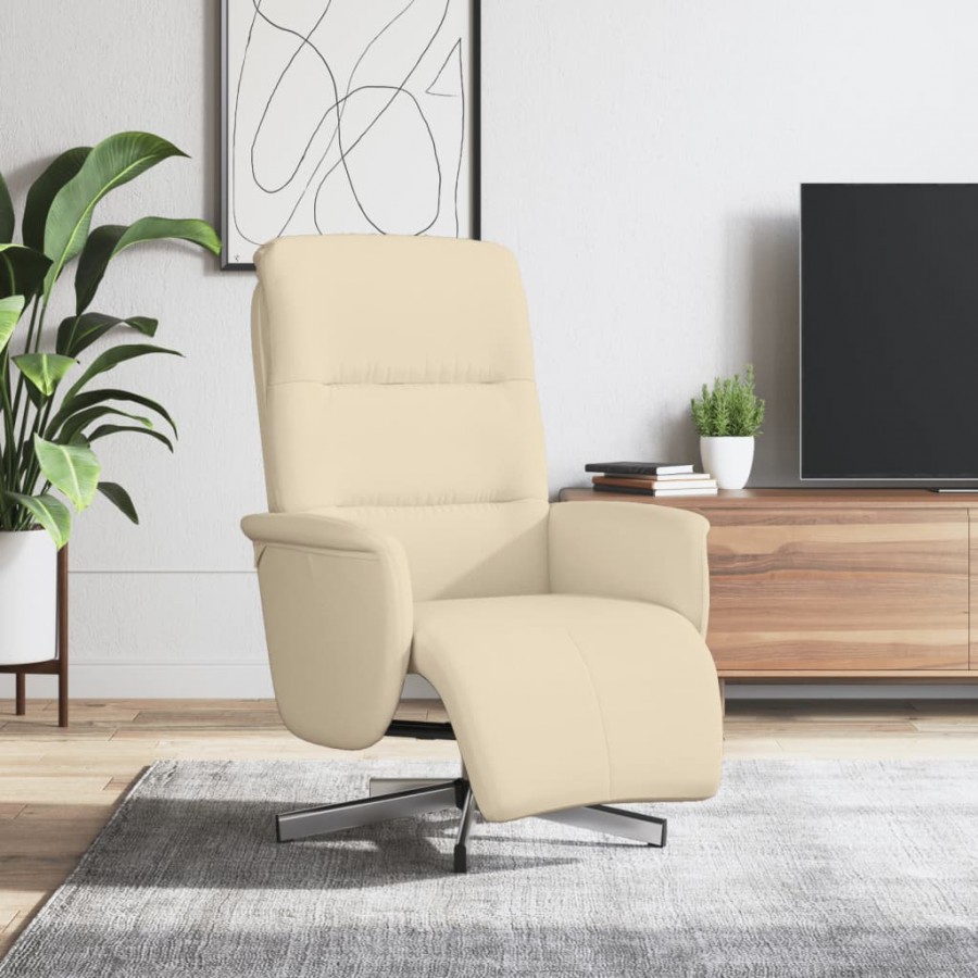 Fauteuil inclinable avec repose-pied crème tissu