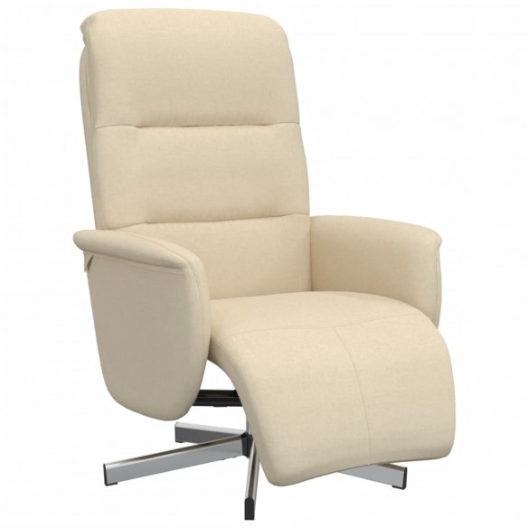 Fauteuil inclinable avec repose-pied crème tissu