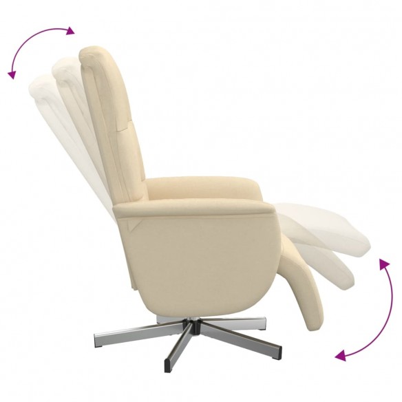 Fauteuil inclinable avec repose-pied crème tissu