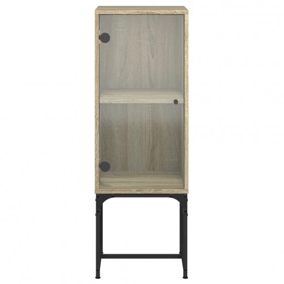 Armoire latérale avec porte en verre chêne sonoma 35x37x100 cm