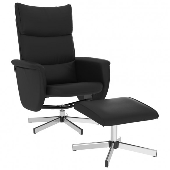 Fauteuil inclinable avec repose-pied noir similicuir