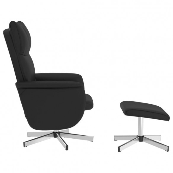 Fauteuil inclinable avec repose-pied noir similicuir