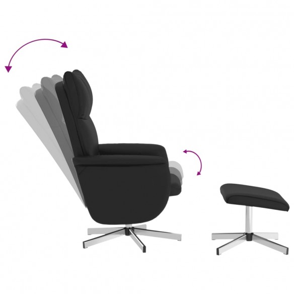 Fauteuil inclinable avec repose-pied noir similicuir