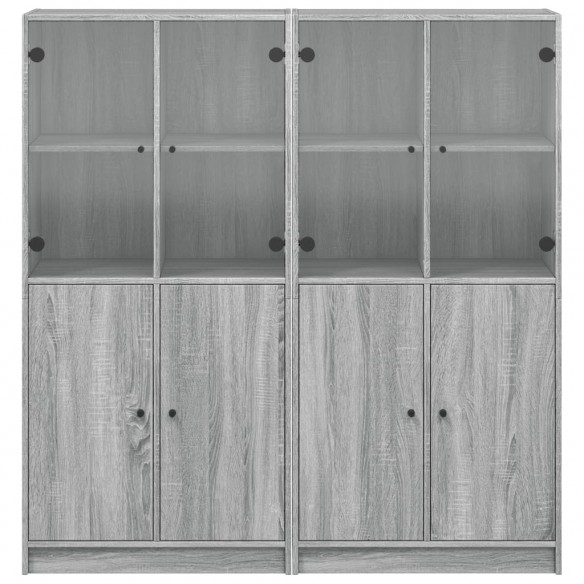 Bibliothèque avec portes sonoma gris 136x37x142 cm