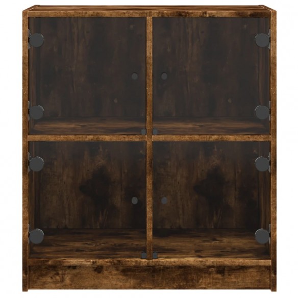 Armoire latérale avec portes en verre chêne fumé 68x37x75,5 cm