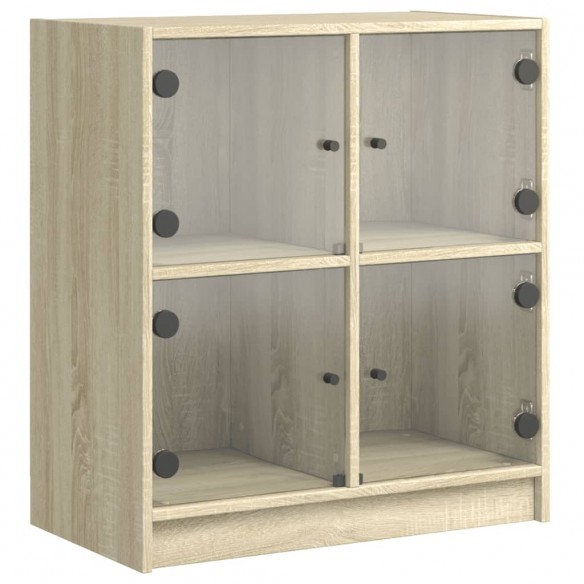 Armoire latérale avec portes en verre chêne sonoma 68x37x75,5cm