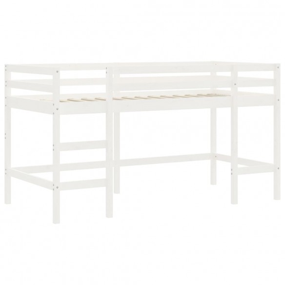 Lit mezzanine enfants et rideaux rose 80x200cm bois pin massif