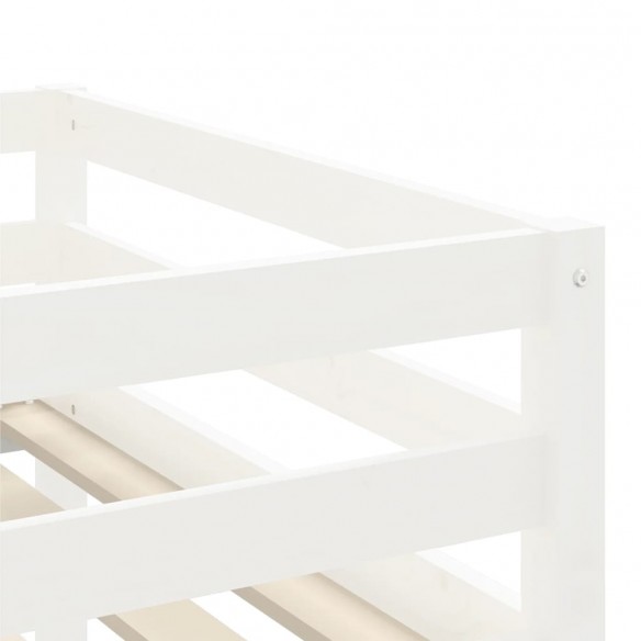 Lit mezzanine enfants et rideaux rose 80x200cm bois pin massif