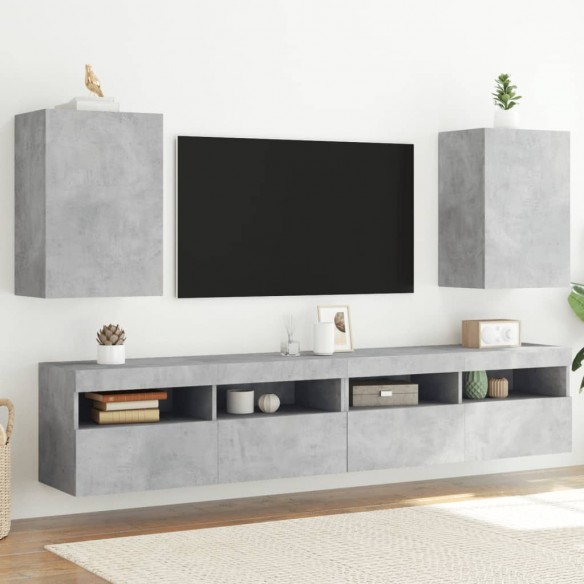 Meubles TV muraux 2 pcs gris béton 40,5x30x60cm bois ingénierie