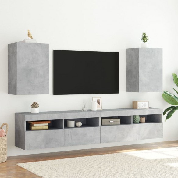 Meubles TV muraux 2 pcs gris béton 40,5x30x60cm bois ingénierie