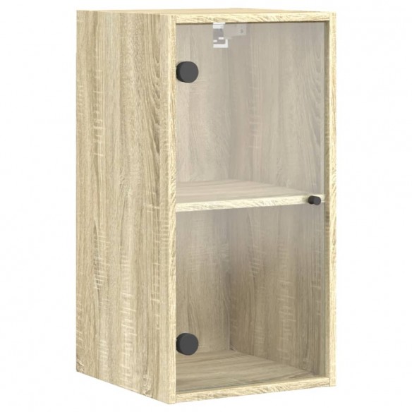 Armoire murale avec portes en verre chêne sonoma 35x37x68,5 cm