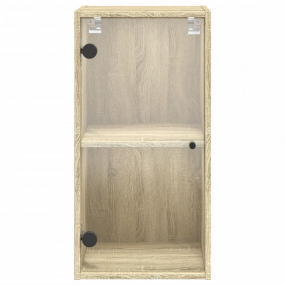 Armoire murale avec portes en verre chêne sonoma 35x37x68,5 cm