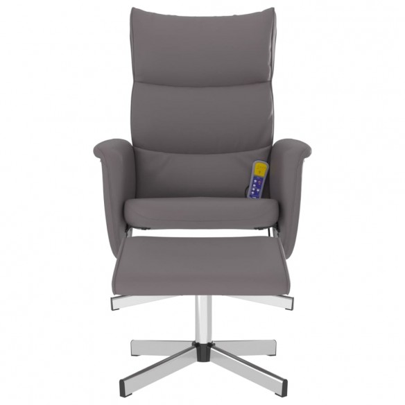 Fauteuil inclinable de massage avec repose-pied gris similicuir