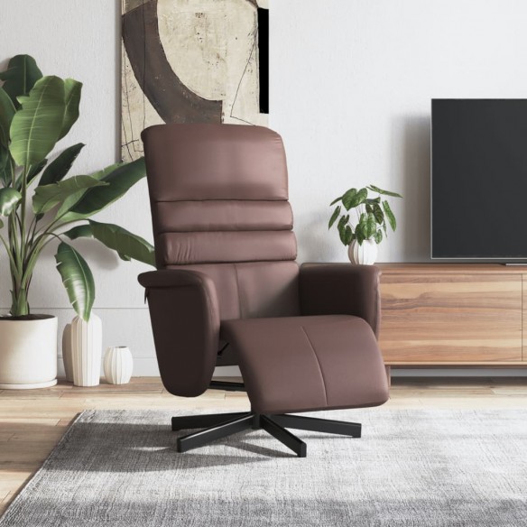 Fauteuil inclinable avec repose-pieds marron similicuir