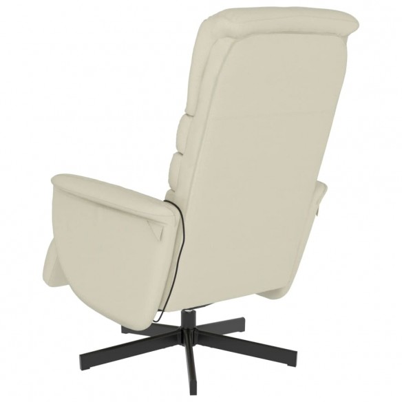 Fauteuil inclinable de massage et repose-pieds crème similicuir