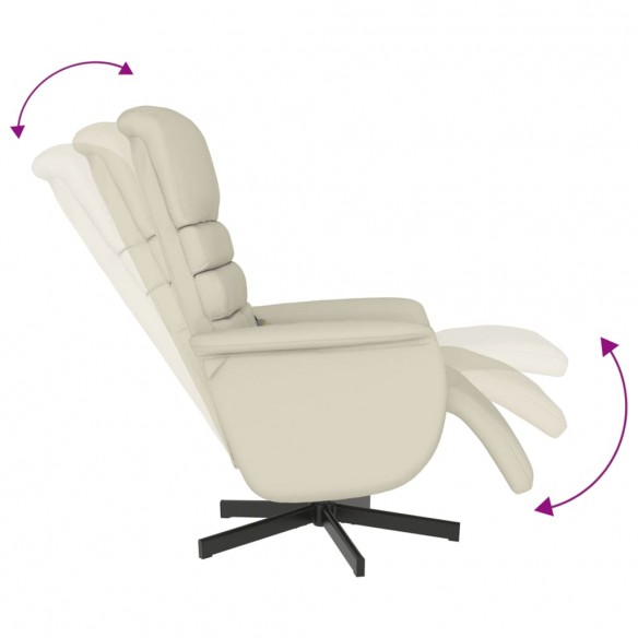 Fauteuil inclinable de massage et repose-pieds crème similicuir