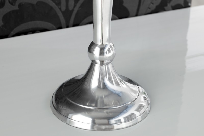 Chandelier style broque 5 branches en aluminium argenté