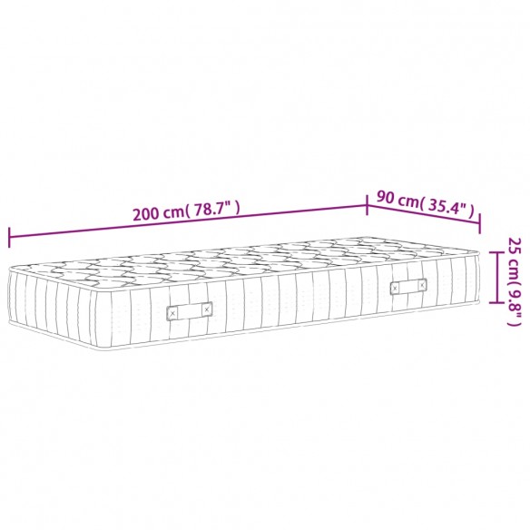 Matelas à ressorts ensachés dureté moyenne 90x200 cm