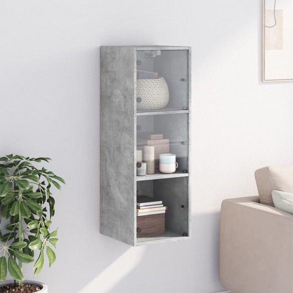 Armoire murale avec portes en verre gris béton 35x37x100 cm