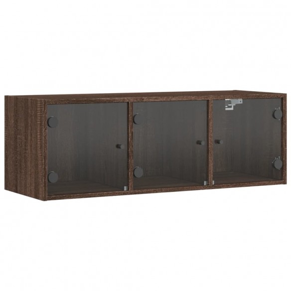 Armoire murale avec portes en verre chêne marron 102x37x35 cm