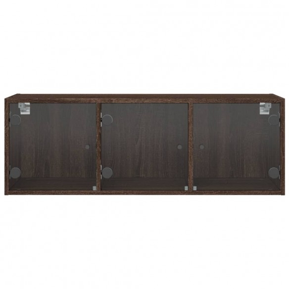 Armoire murale avec portes en verre chêne marron 102x37x35 cm