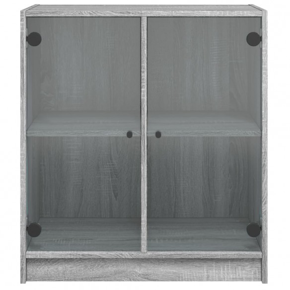 Armoire latérale avec portes en verre sonoma gris 68x37x75,5 cm