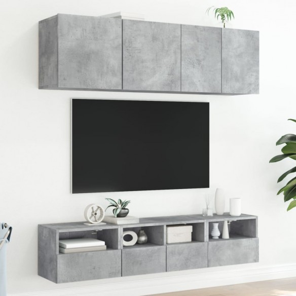Meuble TV mural gris béton 40x30x30 cm bois d'ingénierie