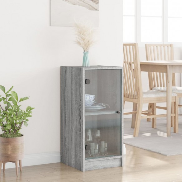 Armoire latérale avec portes en verre sonoma gris 35x37x75,5 cm