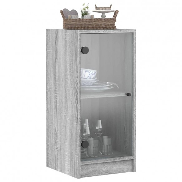 Armoire latérale avec portes en verre sonoma gris 35x37x75,5 cm