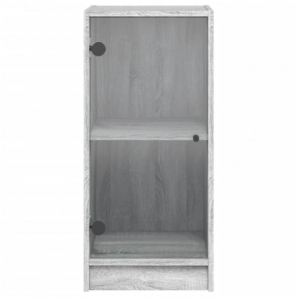 Armoire latérale avec portes en verre sonoma gris 35x37x75,5 cm