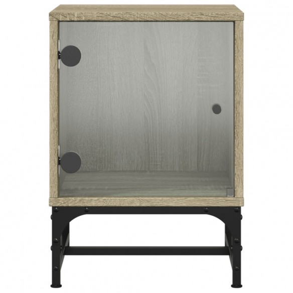Table de chevet avec porte en verre chêne sonoma 35x37x50 cm