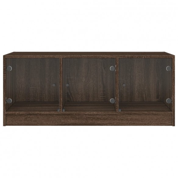 Table basse avec portes en verre chêne marron 102x50x42 cm