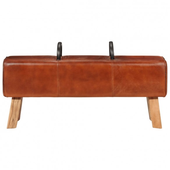 Banc de gymnastique marron 110 cm cuir véritable