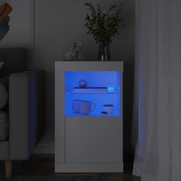 Armoire latérale avec éclairage LED blanc bois d'ingénierie